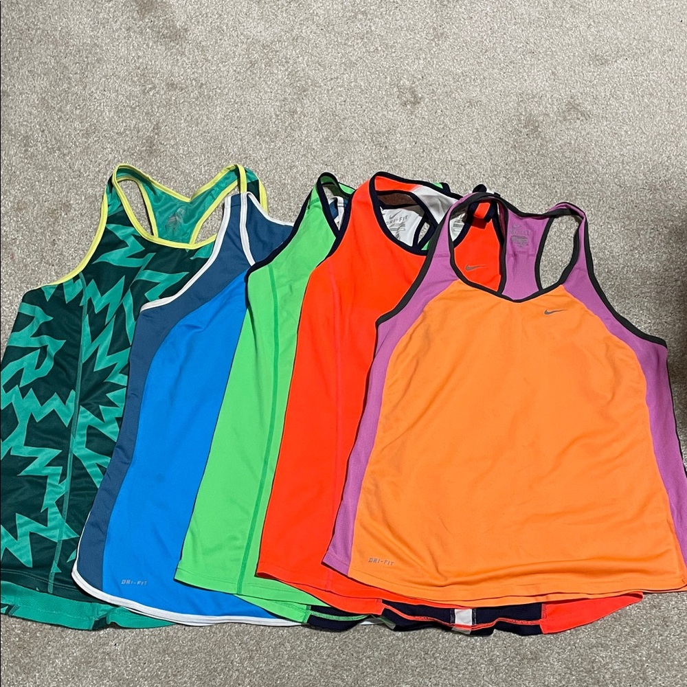 Nike Bundle Colorful Athletic Tank Tops - Neon Orange, Red, Green, Blue, Teal